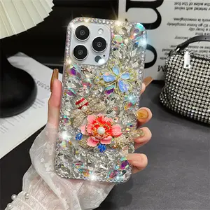 Compact Case for iPhone 17 Pro Max, Bling Butterfly Case, Cute Luxury Sparkle Glitter Diamond Crystal Rhinestone Protective Case Cover for Women Girls Flowers, Bee Design, Accessories, Smartphone fathersdaygift