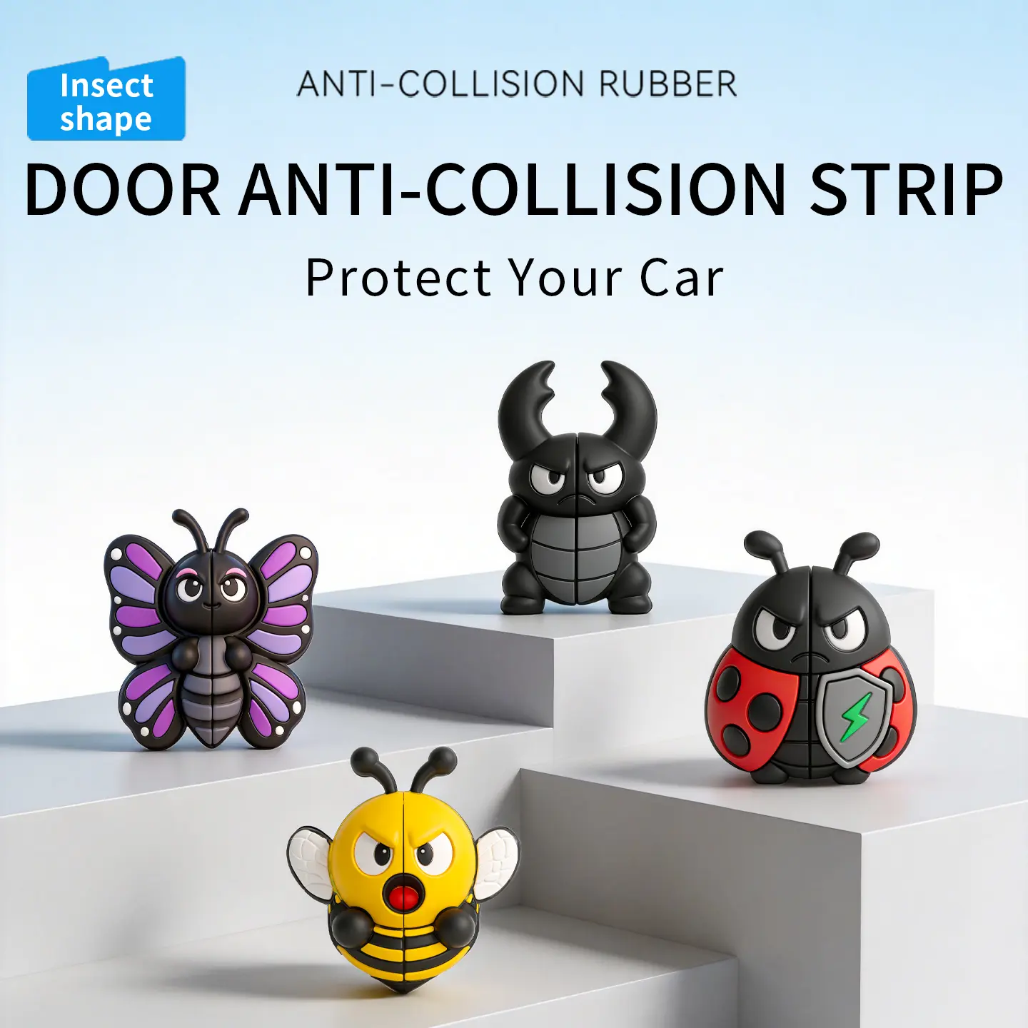 Car Door Anti-Collision Stickers, Cartoon Door Edge Scratch & Scuff Guards, Body Protection Decals, Universal Cute Car Anti-Collision Strips
