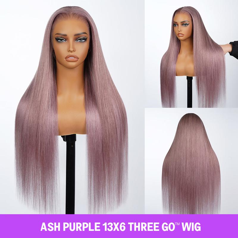 Megalook Hair 13x6 Three-Go Lavender Purple Glueless Wigs Silky Straight With Drawstring 100% Human Hair Wig Lace Front Wig Elegant Ombre Design 320℉ Heat Resistant