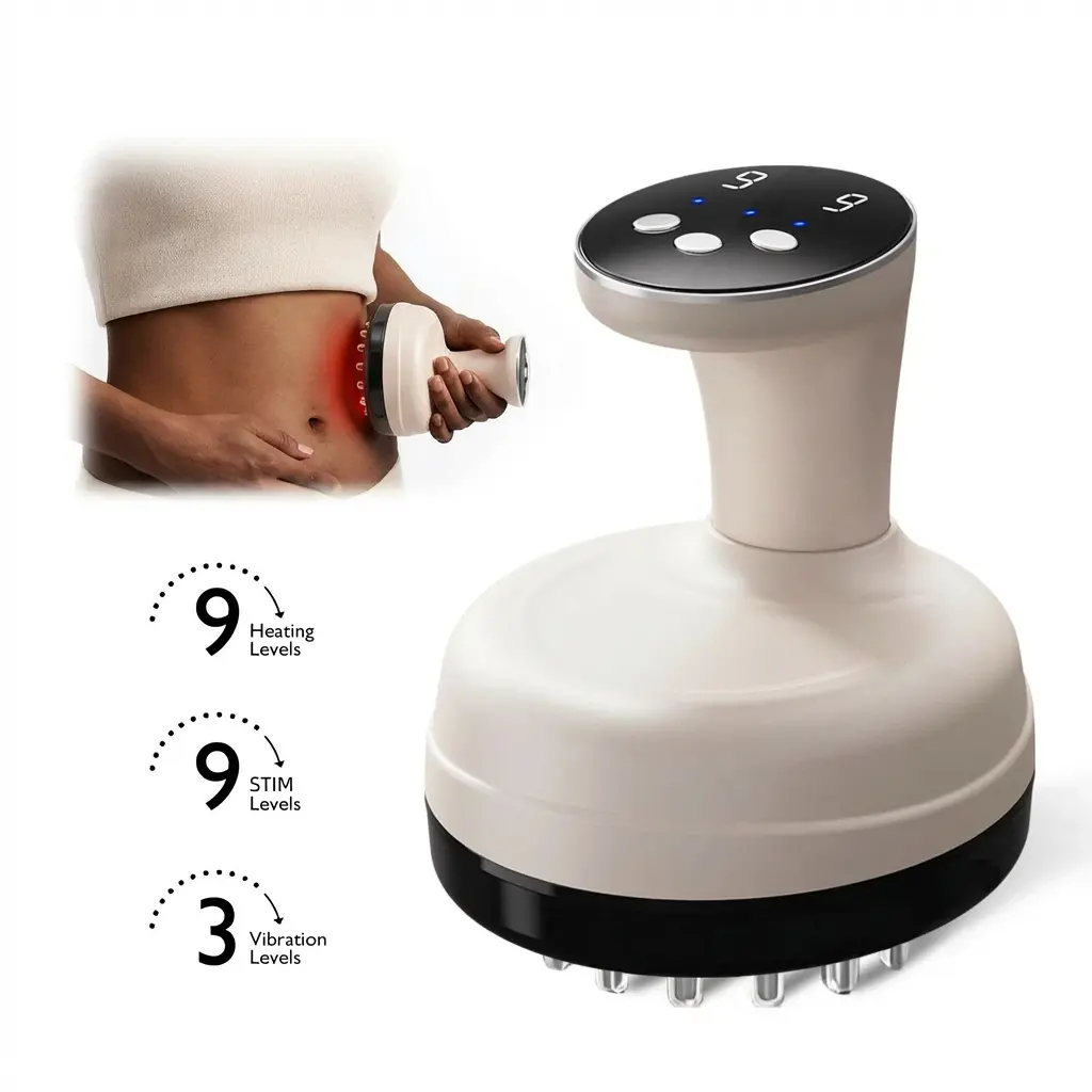 Sooradiant 3 in 1 Electric Handheld Massager with Heat and Vibration, Drainage & Anti Swelling GuaSha Tool For Belly Legs Full Body, Gift for Mom