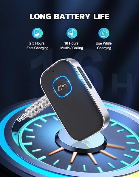 Car Bluetooth Receiver Noise Cancelling 3.5mm AUX Adapter for Home Stereo Wired Headsets Hands-Free Calling Stable Fast Transmission