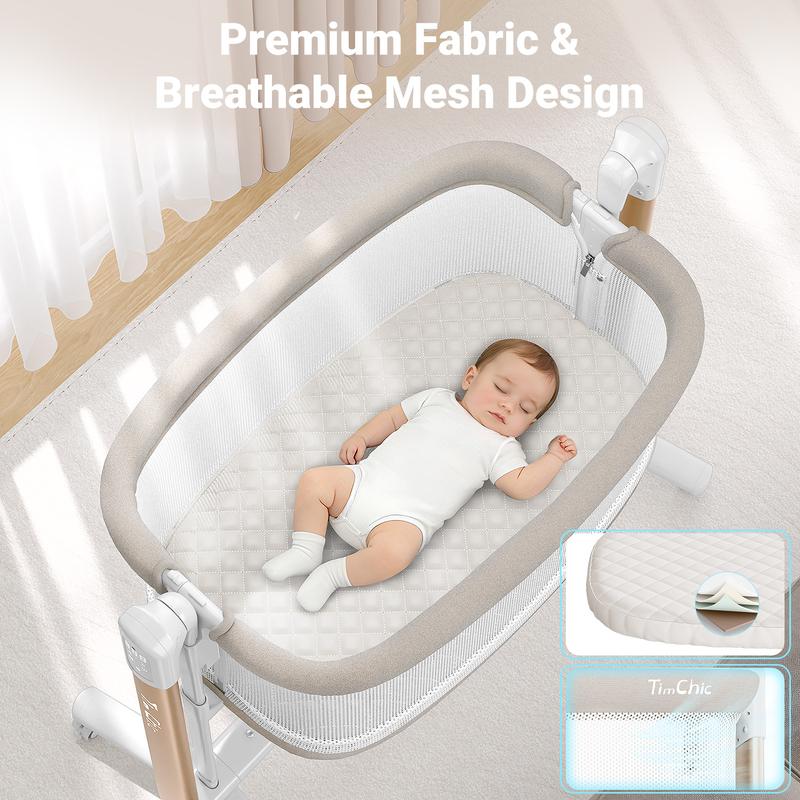 TIMCHIC 3-in-1 Auto Rocking Bassinet – Electric Bedside Crib, Adjustable Heights, On Wheels – Keeps Baby Calm & Close (0-12 Months) TIMCHIC 3-in-1 Auto Rocking Bassinet – Electric Bedside Crib, Adjustable Heights, On Wheels – Keeps Baby Calm & Close (0-12 Months)