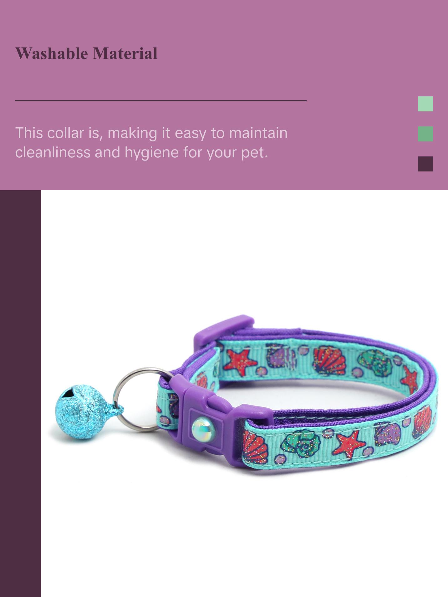 Beachcomber Breakaway Safety Cat Collar with Jingle Bell & Charm by Pugs2Persians Seashell Beach Summer Tropical