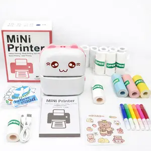 Portable Thermal Printer, 1 Set USB Rechargeable Wireless Printer with DIY Random Stickers Included, Optional 1 Roll/13 Rolls of Thermal Paper, Suitable for Home, Office, and School Pocket Printer photo printer