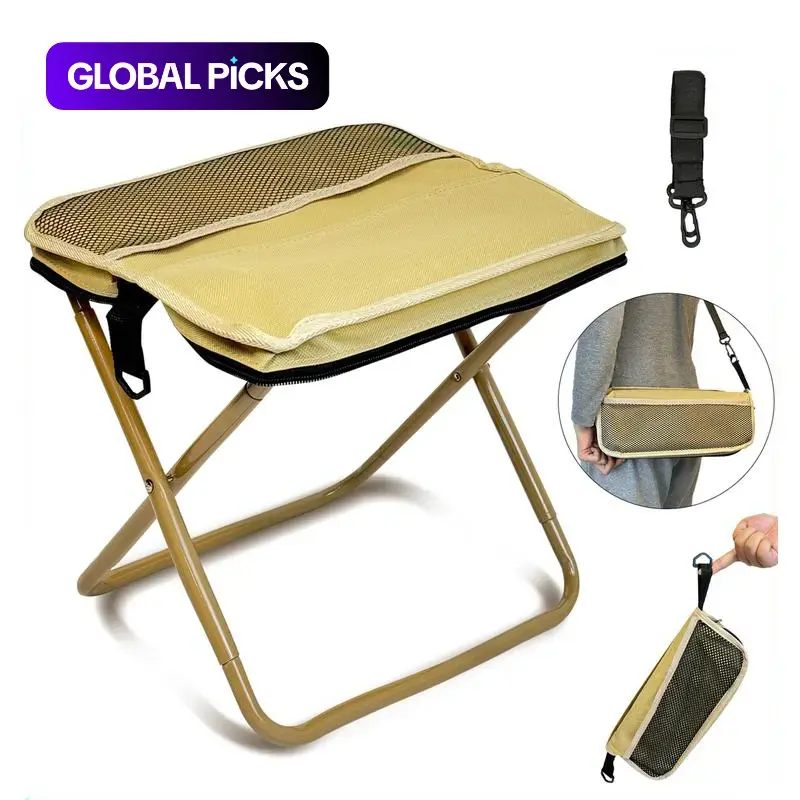 Portable Collapsible Lightweight Foldable Stool with Carry Bag & Side Pocket, Outdoor Chair for Camping, Fishing, Beach and Picnic, Folding Camping Stool, Collapsible Stools #GLOBAL PICKS