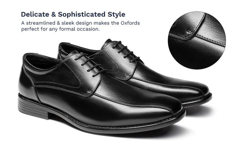 Bruno Marc Men's Classic Cuban Heel Lace-Up Oxford Round Toe Dress Shoes with Comfortable Leather Lining and Soft Latex Insole