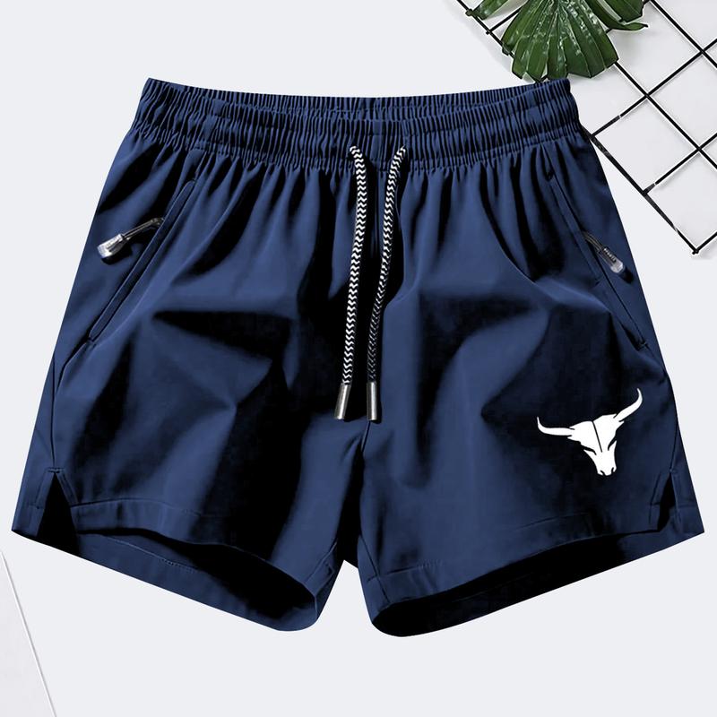 Men's athletic shorts, summer casual quick-dry elastic waistband drawstring shorts with zipper pockets, durable comfort suitable for gym workouts and outdoor leisure activities