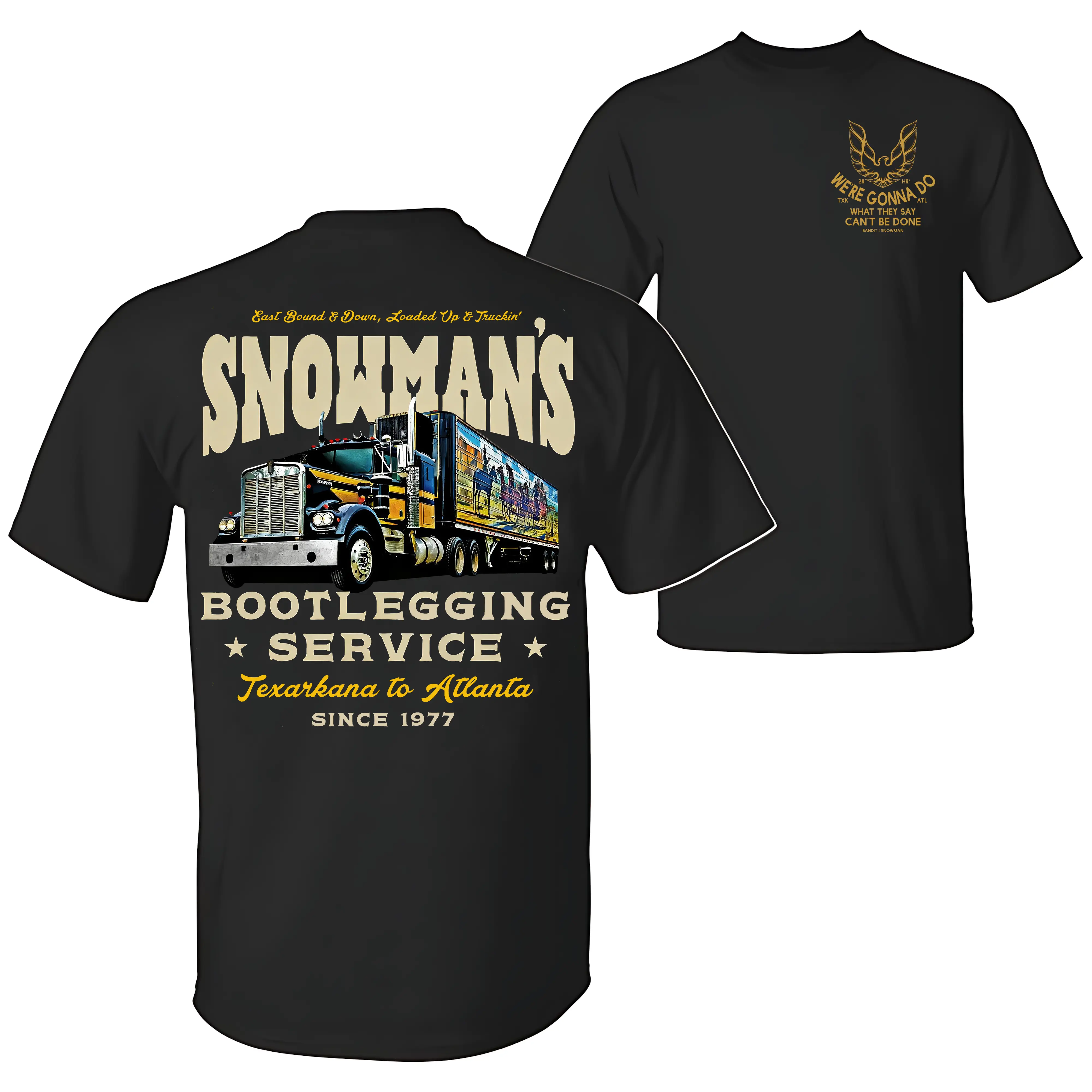 Snowman's Bootlegging Service 2-Side T-Shirt, Smokeyy and The Bandiit , Unisex Trendy Shirt Gift for Movie Fans, Gift for Him, Movie Merch brent rivera merch eugene  Hip Hop Rapper Concert cape let emo clothes unknown good graphic tees