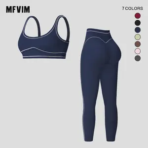 MFVIM Women’s Solid Backless Camisole Top & High-Waist Leggings Athletic Set, Sporty Comfortable Breathable Outfit for Yoga, Gym, Running, Valentine’s Day Gift for Her, Ladies Summer Sportswear, Athleisure Wear Set