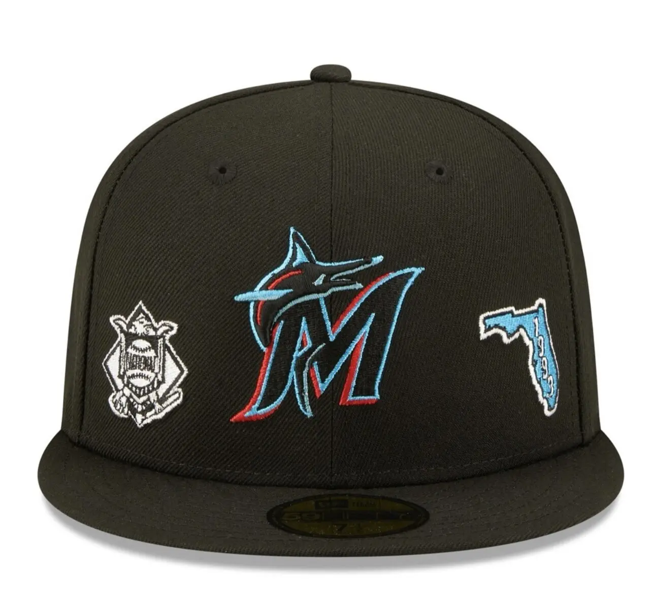 Men's New Era Black Miami Marlins Florida Identity 59FIFTY Fitted Hat