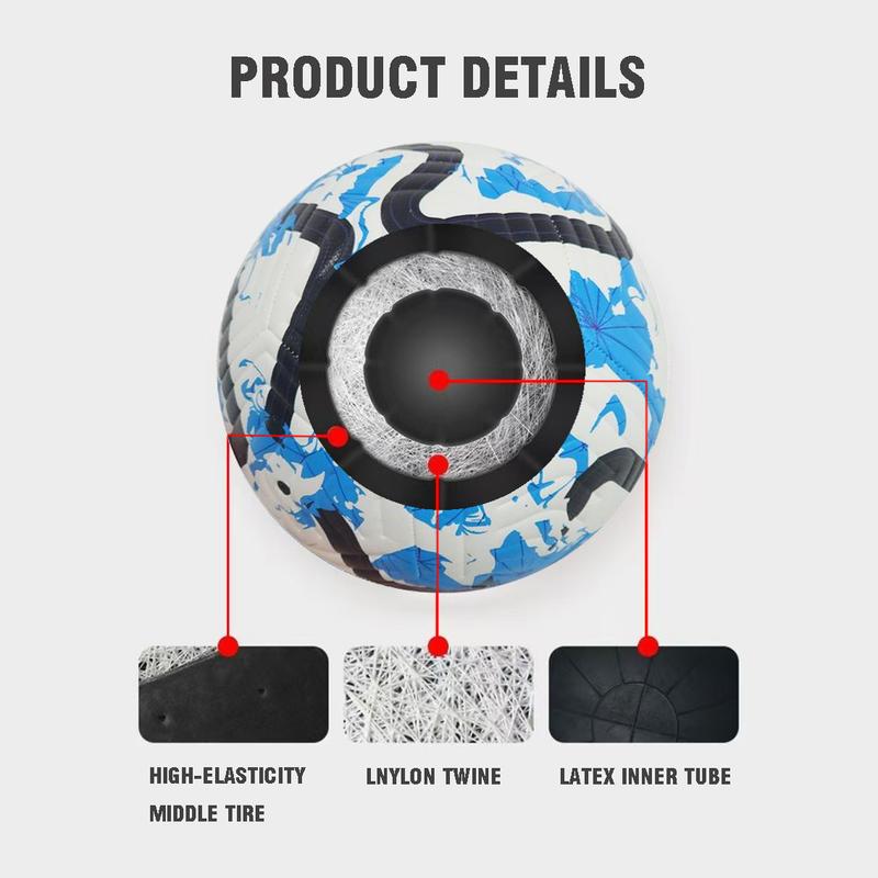 Size 5 Soccer Ball Football Durable PU Leather Set Machine Stitched for Training & Entertainment Perfect Gift for Boys Men