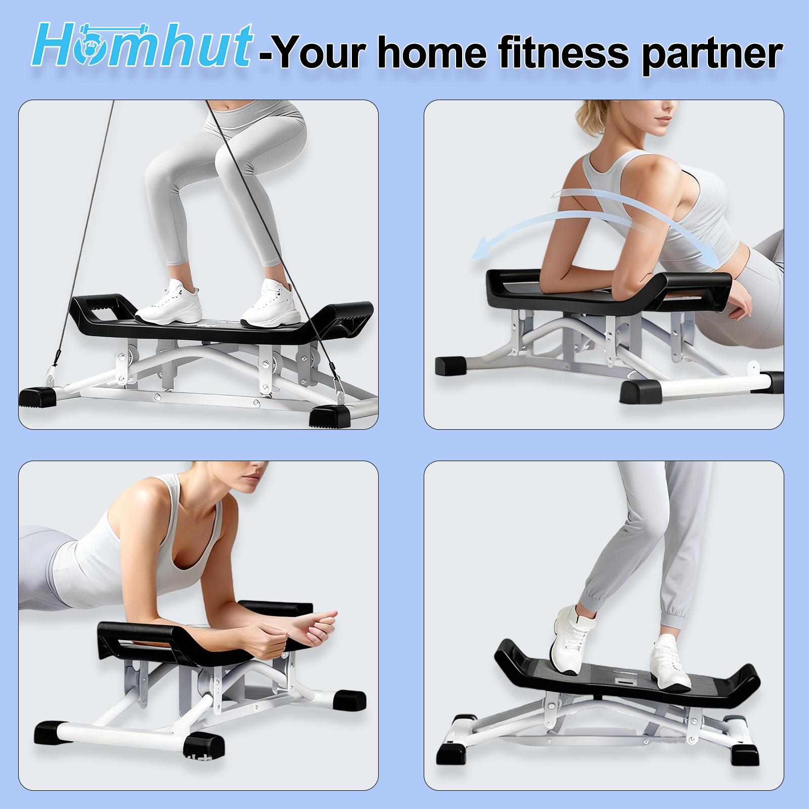 Swing Glider Stepper with Resistance Bands，Multifunctional Home-use Pelvic Floor Muscle Trainer, Balance Stepper, Ski Machine & Leg Shaping Equipment