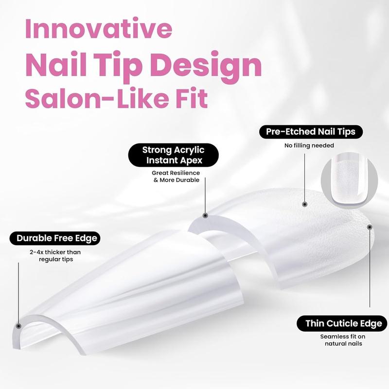 Beetles Tipex 2.0 Tipex Lite Apex Nail Extension Tips  Almond/Coffin/Square/Oval/Stiletto/Squaoval Shape Thick Acrylic Nail Flat Nails Manicure Gel press ons Nail Art DIY Nails Art  Fallnail Halloween Nail