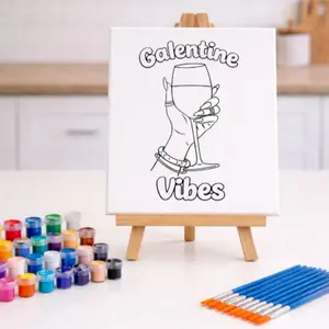 Canvas Paint & Sip Galentine Vibes | DTF Transfer Option - Press & Paint Outline - Make Your Own