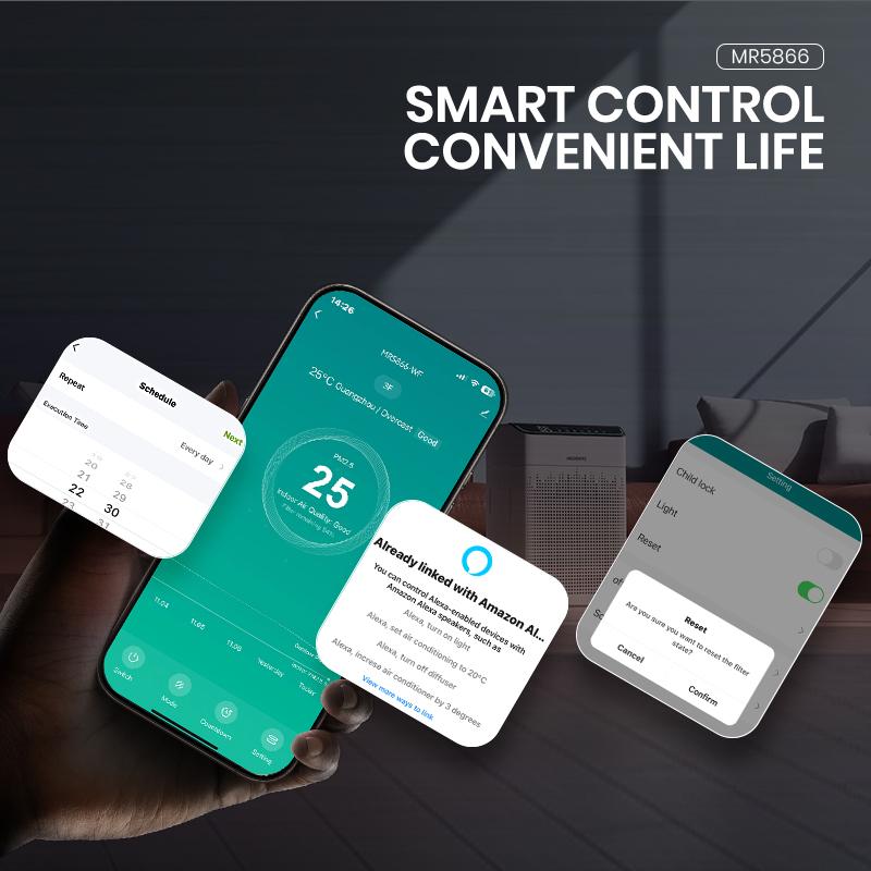 MORENTO 5866 Air Purifiers for Large Room Up to 1690 ft² with PM 2.5 Display,Auto Mode,Wi-Fi,Double-Sided Air Intake HEPA Filter—Removes Odour,Dust #TikTokShopBlackFriday