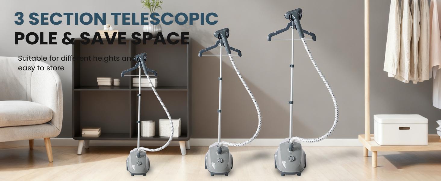 Sweetcrispy Standing Fabric Steamer Professional Wrinkle Remover 1500W Quick Heating 45 Secs Efficient Clothing Care with Large Water Tank & Easy Fill Sweetcrispy Standing Fabric Steamer Professional Wrinkle Remover 1500W Quick Heating 45 Secs Efficient Clothing Care with Large Water Tank & Easy Fill