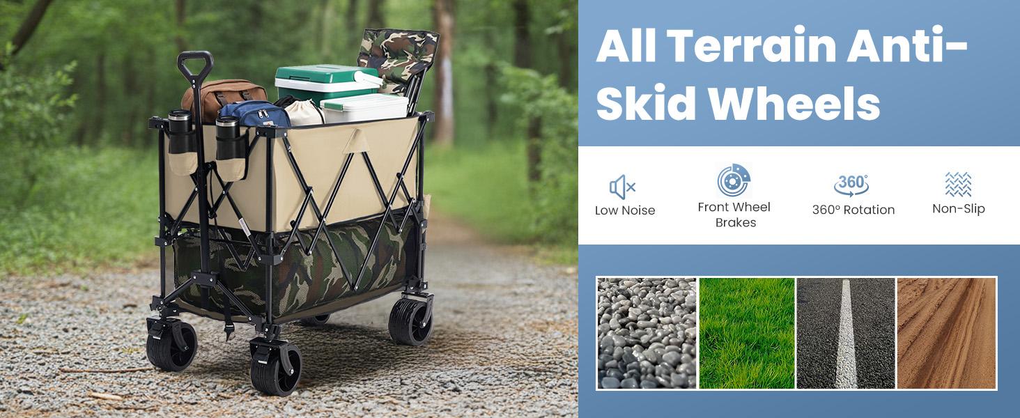 【Upgraded】Collapsible Wagon with Wheels, 176 lbs Wagons Carts Foldable Wagon Cart with Flexible Handle, Lightweight Portable Folding Utility Grocery Shopping Cart for Grocery Sports Garden Camping