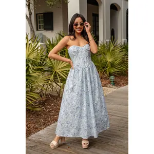 Coastal Heirloom Blue Floral Maxi Dress