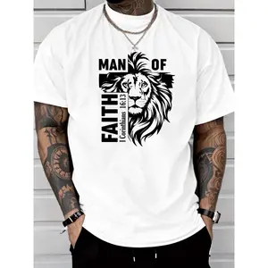 'Man of Faith' T-Shirt with Lion Graphic - Celebrate Spiritual Power Daily