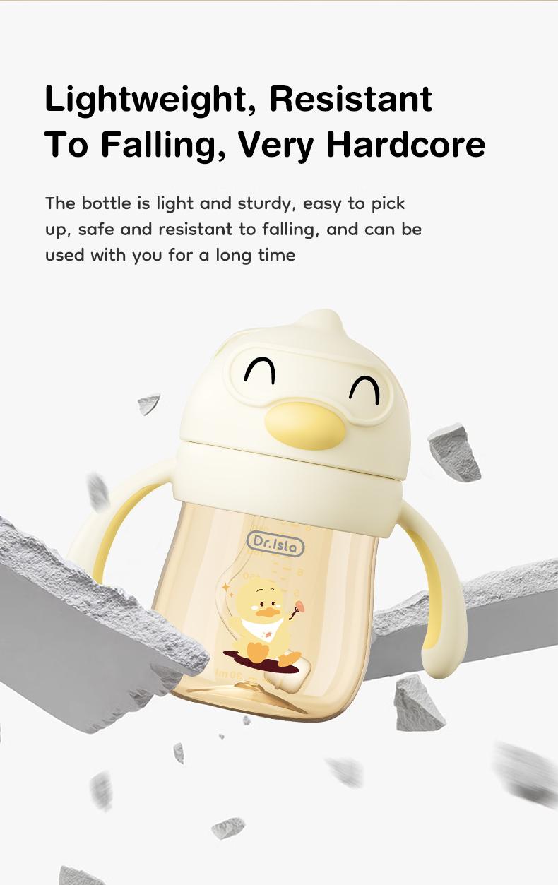 Dr.Isla 2-in-1 PPSU Anti-Colic Baby Training Cup (9oz/240ml), 360° Gravity Ball, Duckbill & Straw Lids Included, BPA-Free Leakproof No-Spill Sippy Cup for 6M-3Y, 180°C Heat-Resistant, Shatter-Resistant (Superior to PP)