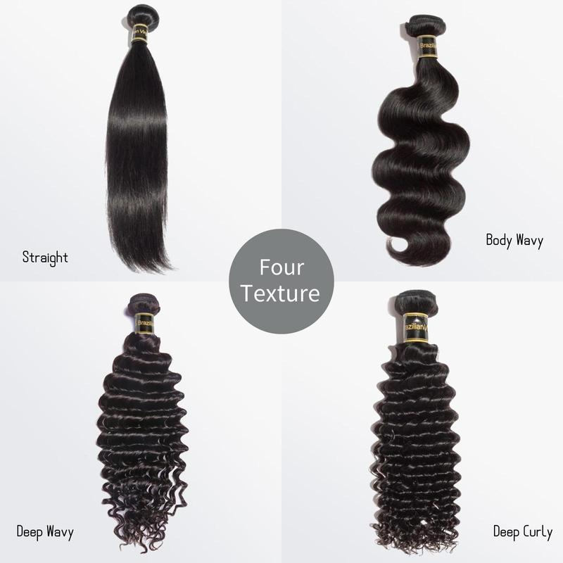 [Ashine] 10-30 inches Salon Quality Brazilian Virgin Bundles 100% Human Hair Straight/Body Wave/Deep Wave/Deep Curly Wigs Natural Color