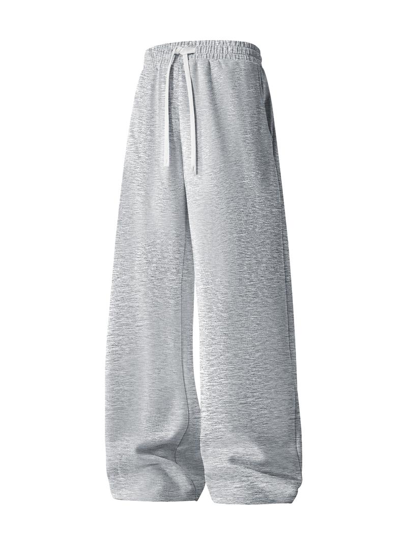 Simple Style Drawstring Casual Pants, Breathable Fabric, Straight Trouser Legs, Comfortable and Loose, Suitable for Outdoor Sports and Fitness or Home Wear in Spring, Summer, and Autumn