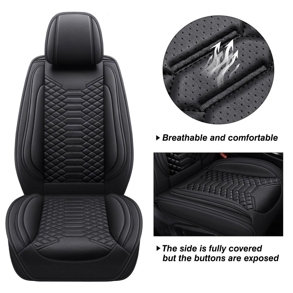 For Chevrolet Silverado GMC Sierra 1500/2500 HD/3500 HD Pickup Truck 2007-2025 Car Seat Covers, Soft Touch Premium Napa PU Leather Full Set Front Rear Seat Cushion Full Surround Design with Storage Bag, Breathable Non-Slip Waterproof Protector Pad Mat