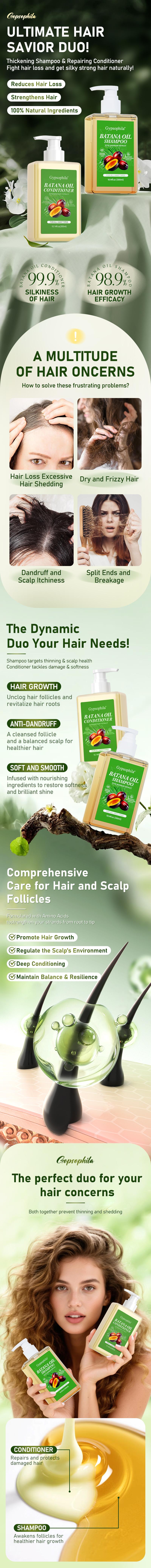 Gypsophila Batana Oil Hair Care Set - Shampoo & Conditioner Duo with Rosemary Extract for All Hair Types Repair Hydrate Smooth Daily Haircare Moisturizing Nourishing Gypsophila Batana Oil Hair Care Set - Shampoo & Conditioner Duo with Rosemary Extract for All Hair Types Repair Hydrate Smooth Daily Haircare Moisturizing Nourishing