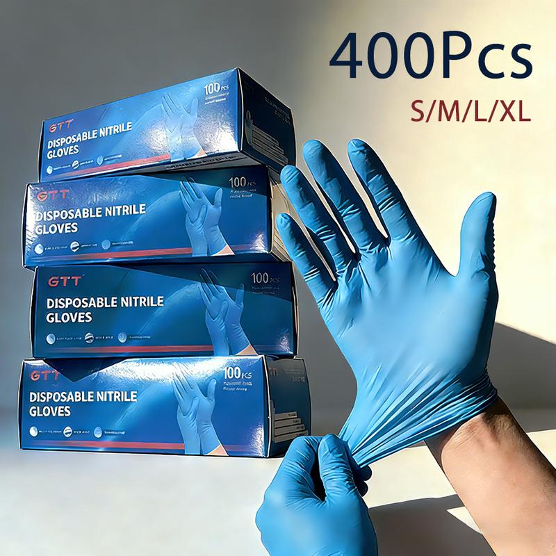 Thickened Disposable Nitrile Gloves Blue 200/400Pcs, Latex & Powder Free, Puncture Resistant, Textured Non-Slip Grip, Food Safe Multi-Purpose Gloves, Food Grade, S/M/L/XL, Ideal for Household, Catering, Beauty & Industrial Work