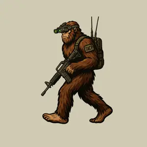 TACP Bigfoot Operator Sticker,  Special Forces Sasquatch, Rifle Gear, Tactical Humor Decal