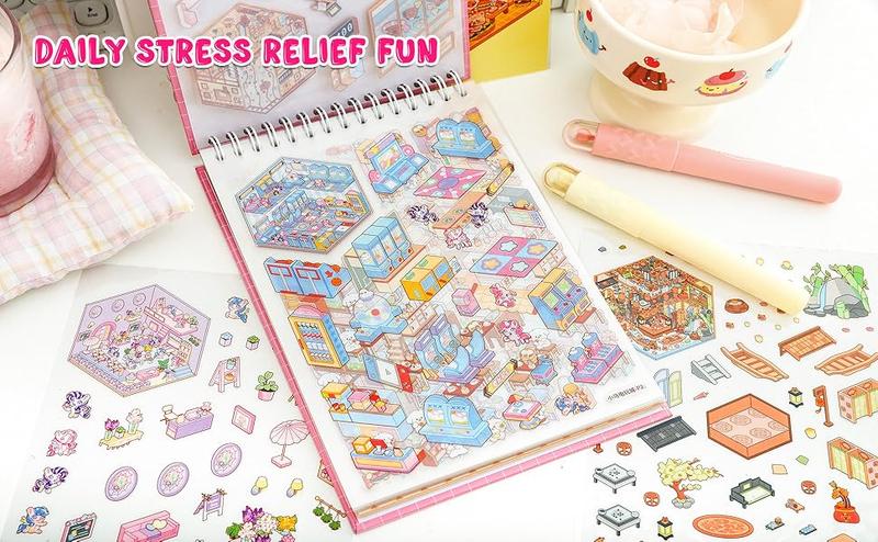 Miniature Scene Dly Sticker Book, 20 Sets DIY 3D Sticker Scene Sticker, Cute Cartoon Creative Sticker, Make Your Own House Sticker for Scrapbooking & Journal Making Miniature Scene Dly Sticker Book, 20 Sets DIY 3D Sticker Scene Sticker, Cute Cartoon Creative Sticker, Make Your Own House Sticker for Scrapbooking & Journal Making
