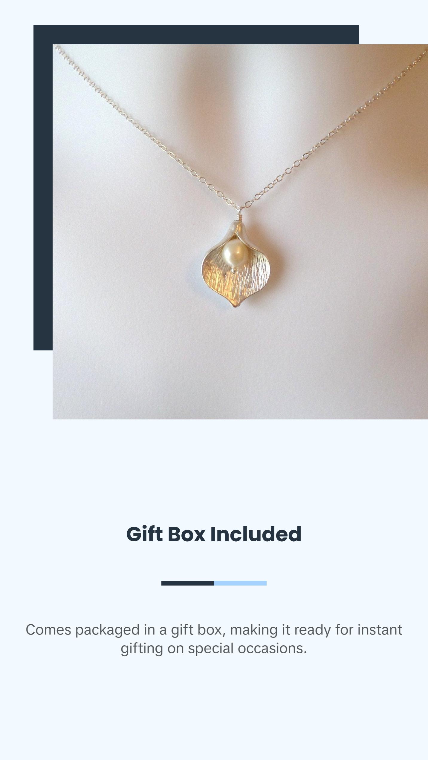 Calla Lily Necklace - Silver Calla Lily and Freshwater Pearl Necklace - Cream Pearl Necklace - Flower Necklace - Christmas Gift