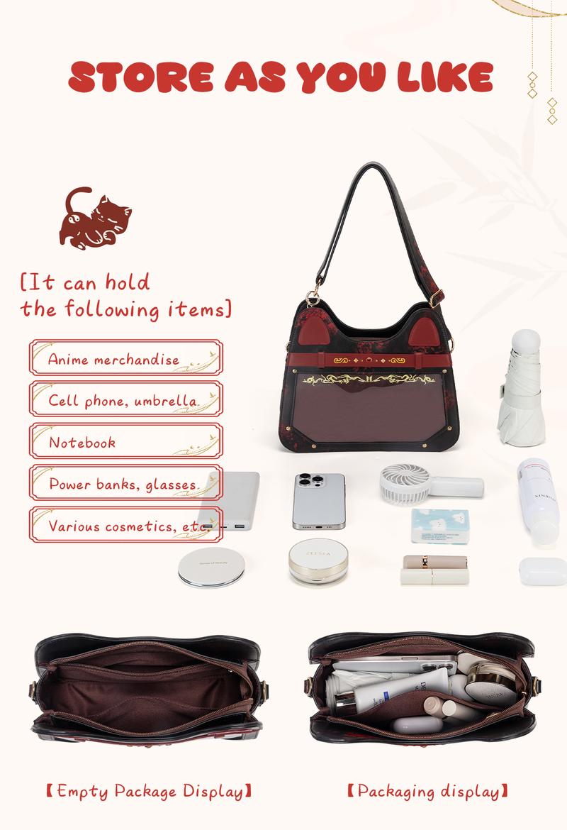 THE JUNCO Original HANAMIZUKI Liu Bian Leather Itabag with Display Board Tote Bag & Crossbody Bag for Women Versatile Shoulder Bag, Work Bag & Everyday Backpack for School & College Women‘s Commuter Gift