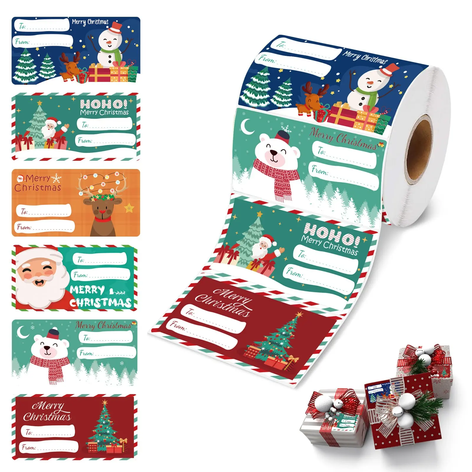 Merralta Durable Self-Adhesive Christmas Gift Tags - 500 PCS, 2.95x1.6in Writable Exclusive Office Stationery Labels for Family, Peel-Stick Labeling of Christmas Presents & Coworkers’ Gifts