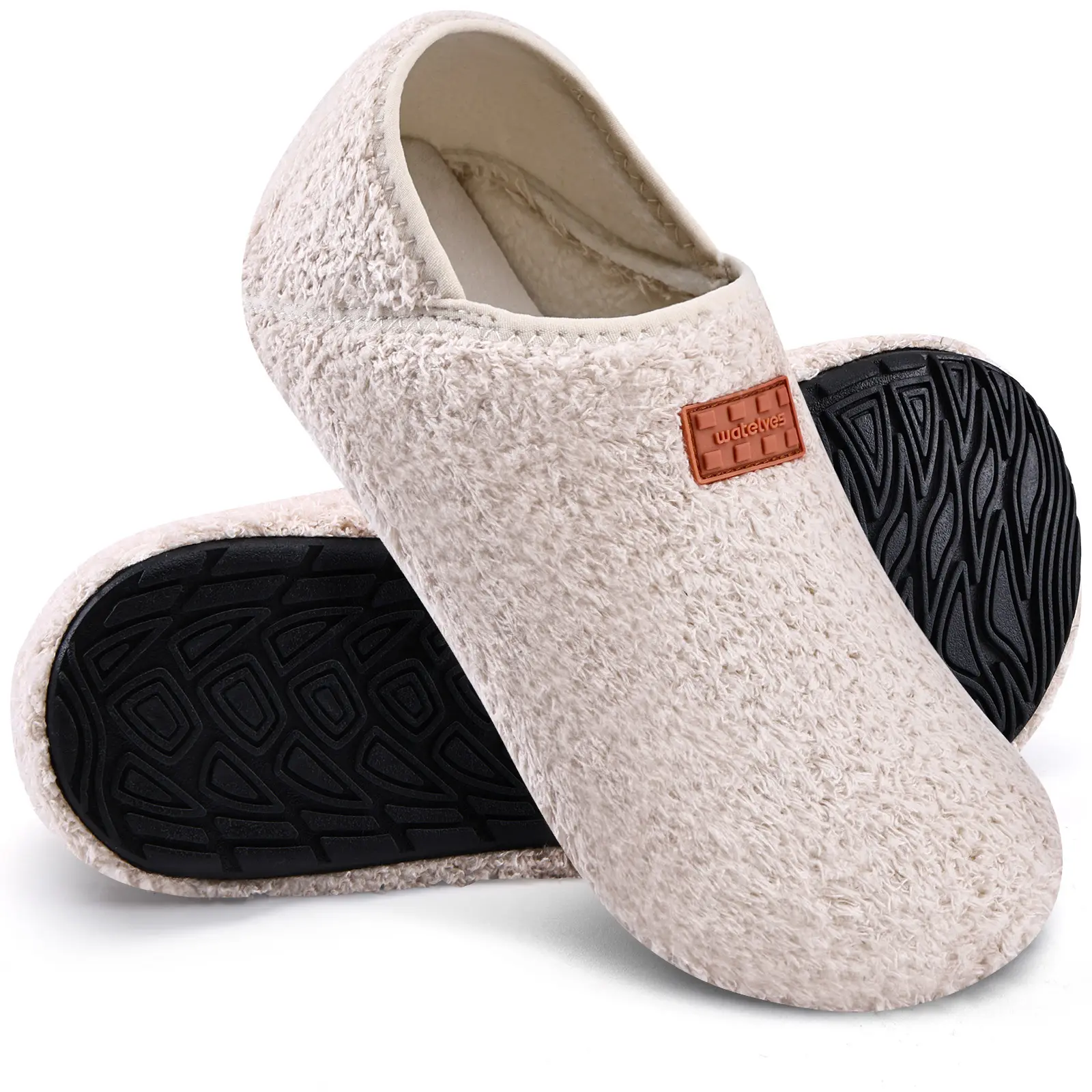 WateLves Unisex Faux Fur House Slippers, Lightweight Foldable Athletic Sock Shoes with Geometric Anti-Slip Sole for RV, Dance & Fishing, Slippers For Women, Slip On, Antislip Women's Home Slippers#sohochic