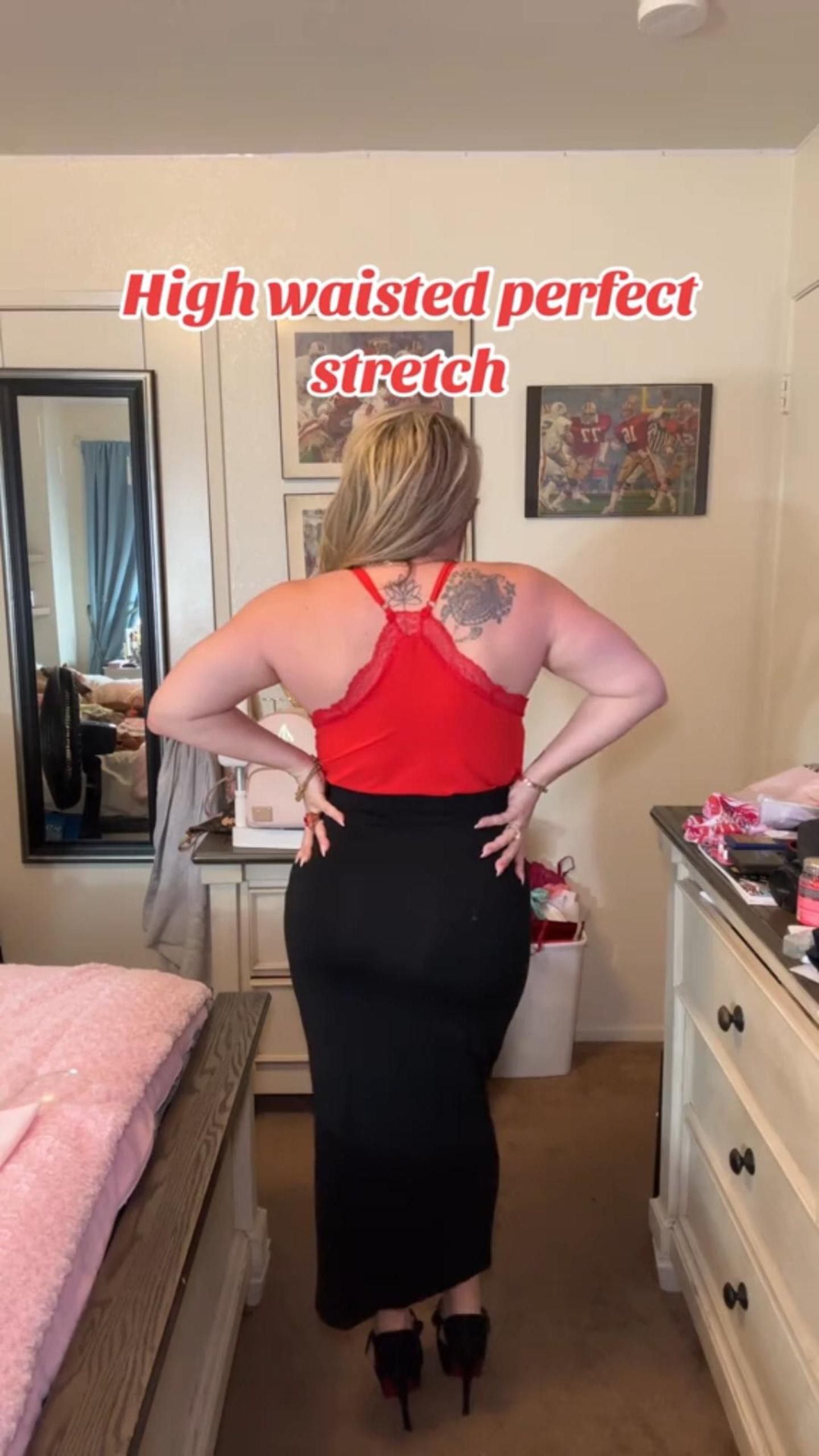 Women's High Waisted Tummy Control Bodycon Maxi Skirt - Seamless Sculpting Long Pencil Skirt, Premium Stretchy Comfort Fabric for Office & Night Out, Classic Black Essential