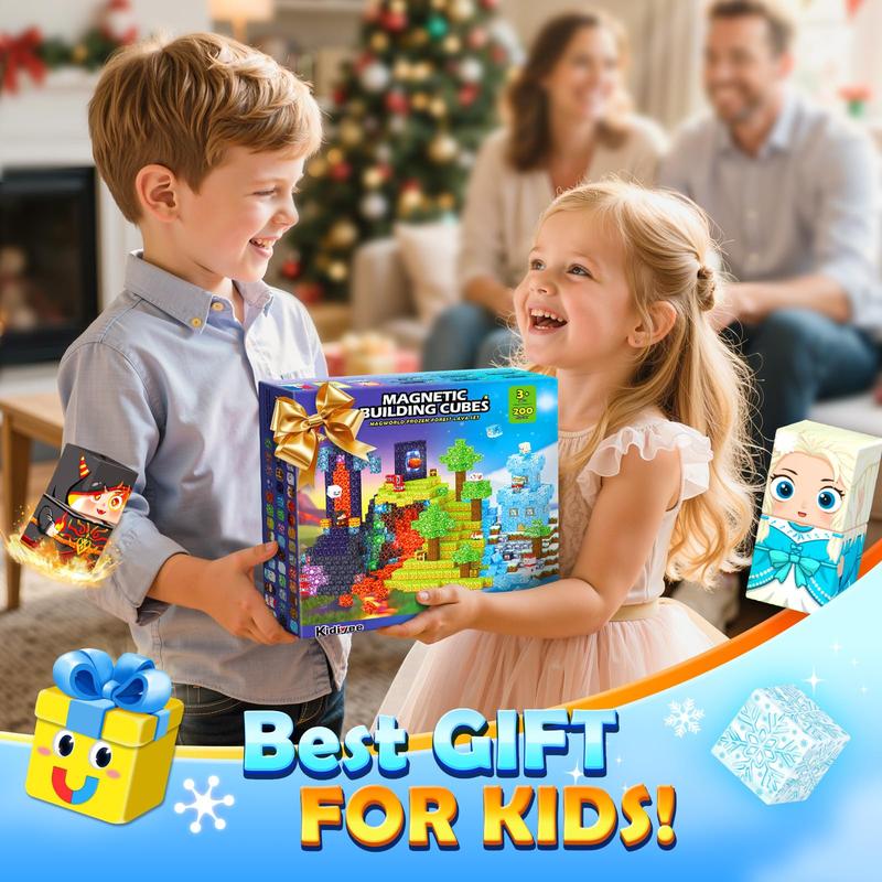 200PCS Magnetic Blocks with Drawstring Bag STEM Educational Sensory Toys Mine Magnet World Birthday Couple Christmas Gifts