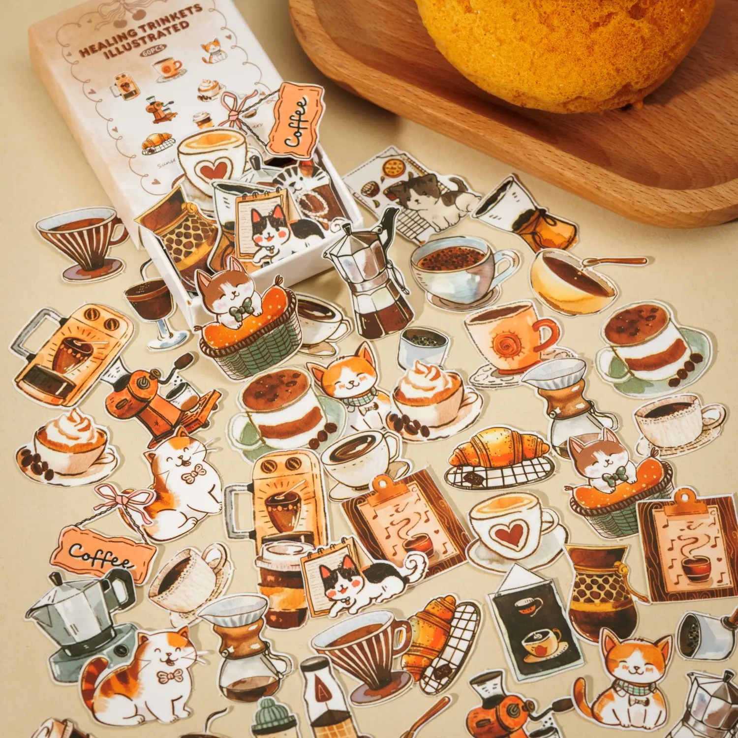 60 Sheets Box Stickers Set, Cute Decorative Supplies for Bullet Journals & Water Bottles, Multi-Scene Adhesive Decals
