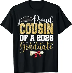 100% Cotton Proud Cousin of 2026 Senior Graduate Family Graduation 2026 T-Shirt