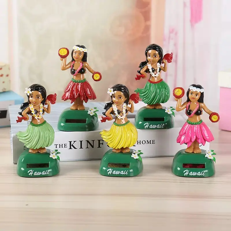 Solar-Powered Hawaiian Hula Girl Dashboard Bobblehead Figurine - Synthetic Car Interior Accessory, Automatic Dancing Ornament for Car Enthusiasts, Office Desks, Living Rooms