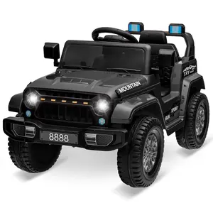 12V Kids Remote Control Kart Ride-On Truck Car, w/ LED Lights, Wireless Function, 3 Speeds, Music & Horn, for Toddlers Boys Girls, Black