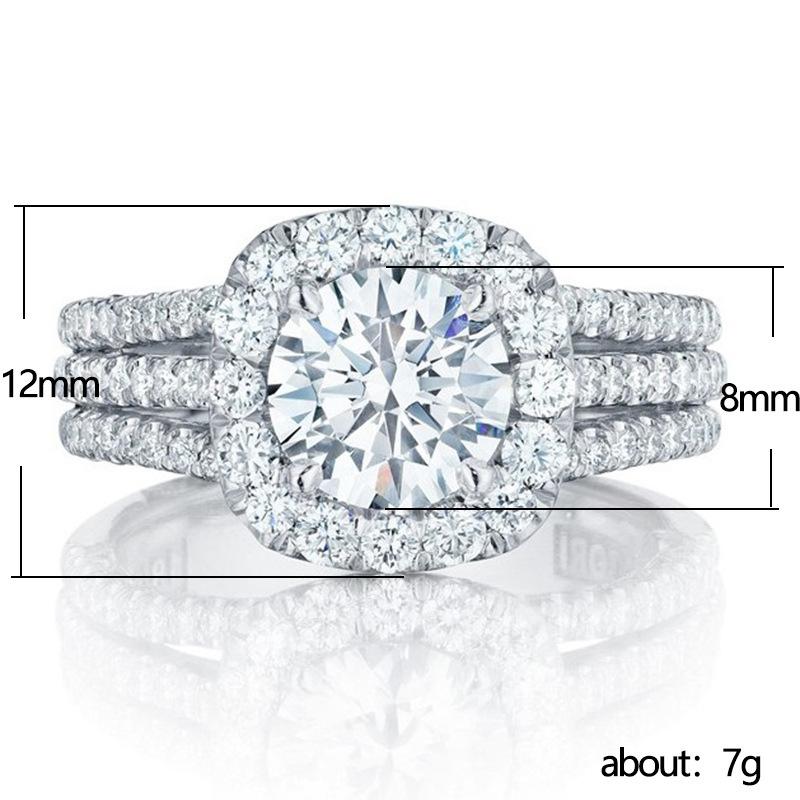 JJ CHIC Full Pavé Ring, Three-Row Design, Elegant Jewelry for Women Statement Piece Sparkling Stones Premium Material JJ CHIC Full Pavé Ring, Three-Row Design, Elegant Jewelry for Women Statement Piece Sparkling Stones Premium Material