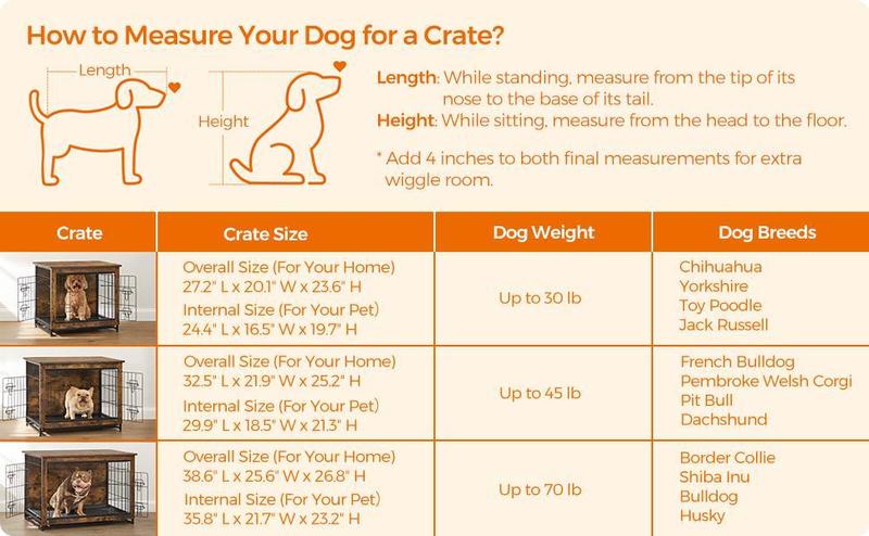SONGMICS HOME Feandrea Dog Crate Furniture, Side End Table, Modern Kennel for Dogs Indoor, Heavy-Duty Dog Cage with Multi-Purpose Removable Tray, Double-Door Dog House