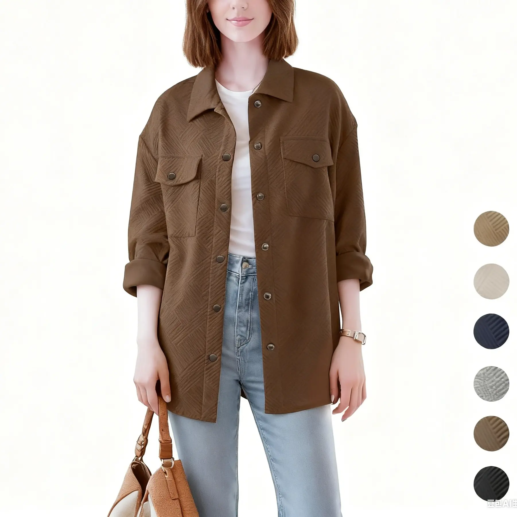 Women’s Live Women's Flannel Shacket Jacket with Pockets Casual Fall Coat Long Sleeve Button Down Collared Winter Clothes Fit Chic Outfits Thin