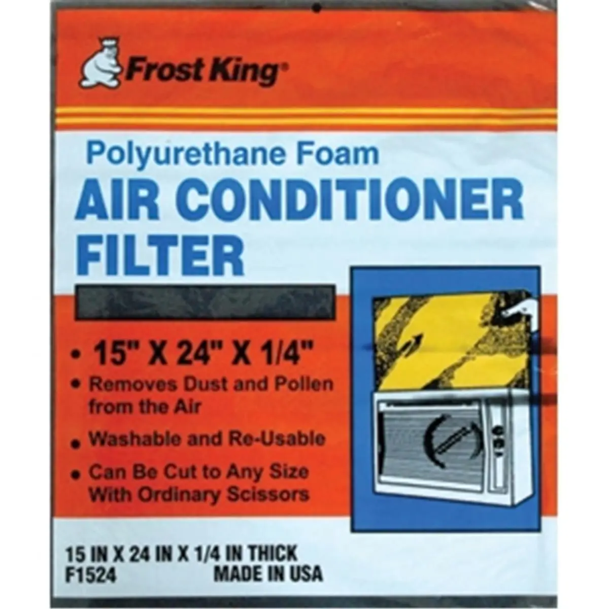 Frost King Air Conditioner Filter, Universal Foam Media, Cut-to-Fit for Room and Window AC Units, 15 in x 24 in, 15X24 In, Polyurethane Foam