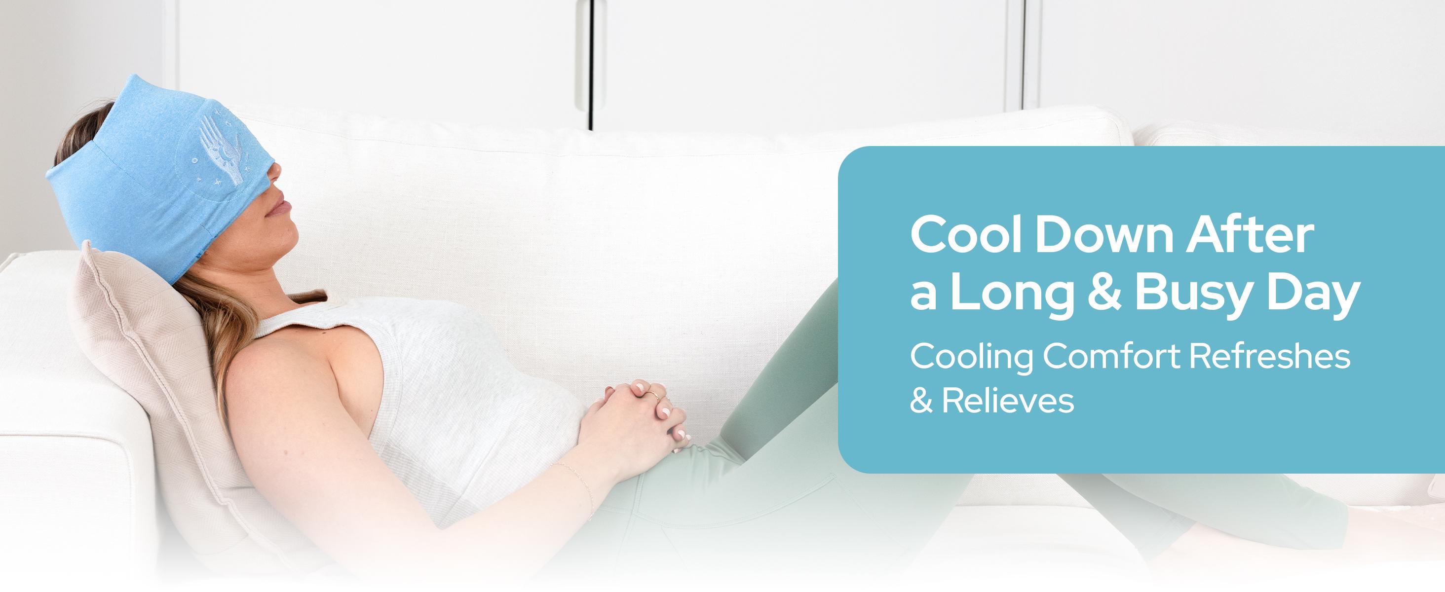 Soothefy Migraine Headache Relief Cap - Built-in Slide-Up Eye Mask - 360° Cooling & Compression Hangover Hat for Hot & Cold Therapy, Ice Head Wrap for Tension and Stress, Gift Soothing Sleep Aid Products