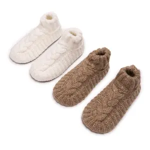 Women's Cuffed Sweater Knit Bootie Slippers - 2 Pair Pack