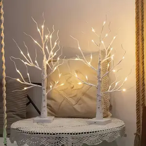 Set of 2 birch tree lights for home room decor, 24 warm white LEDs, suitable for bedroom and living room decoration; ideal for birthdays, anniversaries, spring, graduation, weddings, and parties; also perfect for Easter and Mother’s Day holidays.