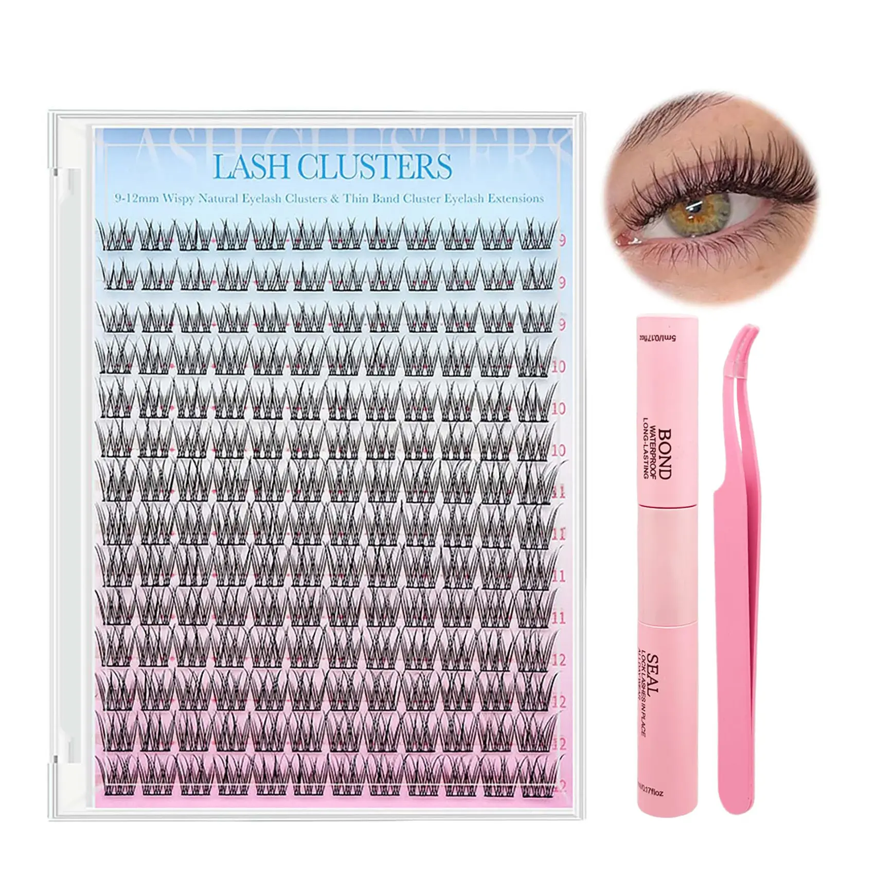 Natural Lash Extension Kit 168Pcs Eyelash Extensions Kit Individual LashesExtensions withLash Bond & Seal & Tweezersfor Beginners cluster applicator makeupcosmetic cosmetic Gentle eyelashes &adhesives 0.05mm cluster kit volume eyelash cluster