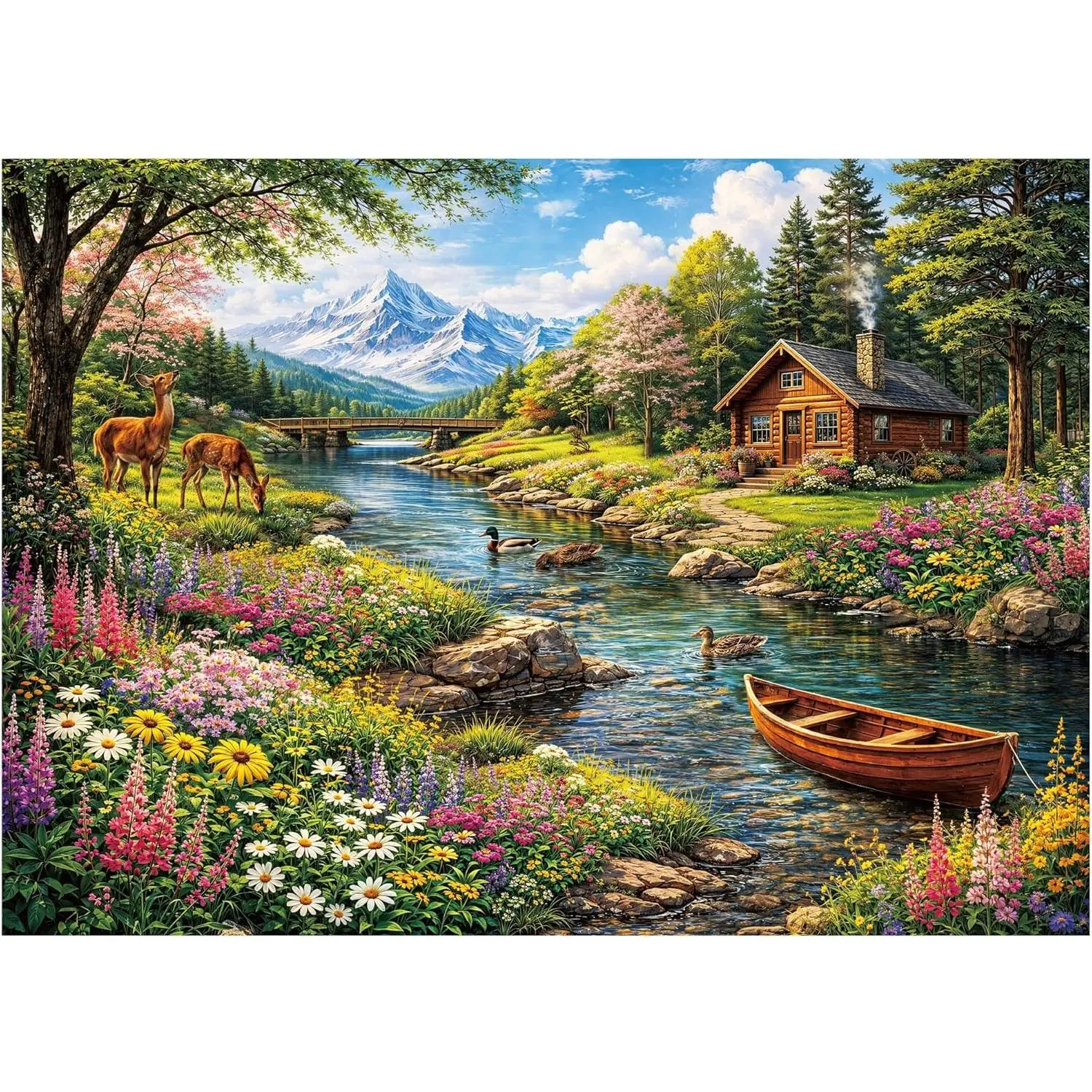 BenBen Puzzles for Adults 500 Pieces, Scenic Cabin Landscape Jigsaw Puzzle with Pattern Hints on Back, Relaxing Nature Puzzle for Family Game Night, Home Décor